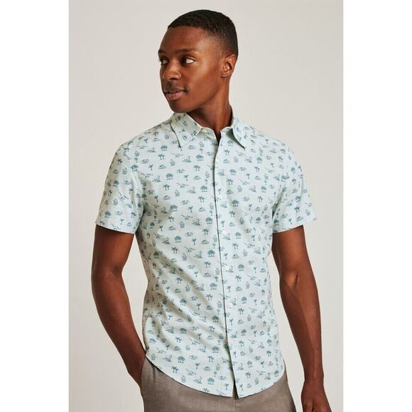 Bonobos Riviera Short Sleeve Men's Shirt Print Collared Athletic Fit XXL 275152